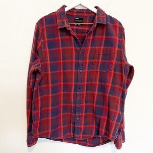 Public Opinion Mens Red Blue Plaid Flannel Button Up Shirt‎ Size XL
